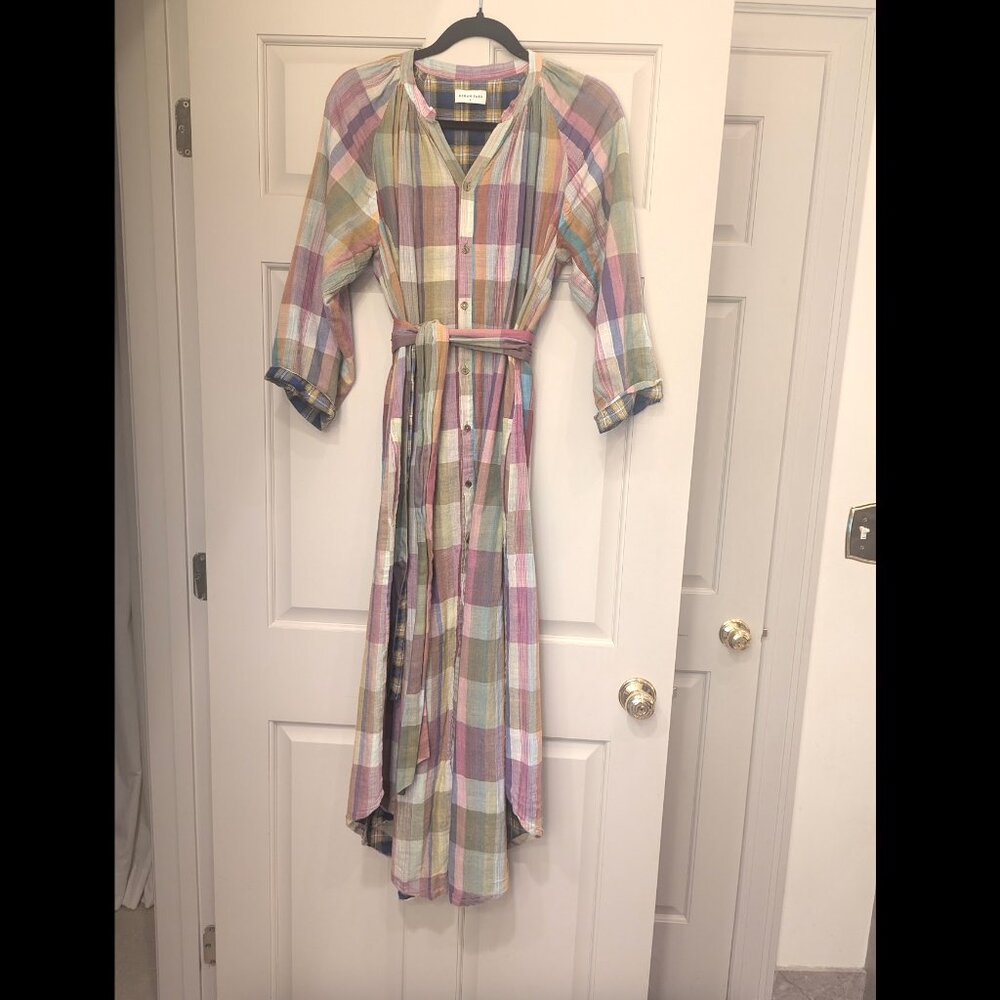 Garmentory Megan Park Rainbow Plaid Cotton Reversible Dress